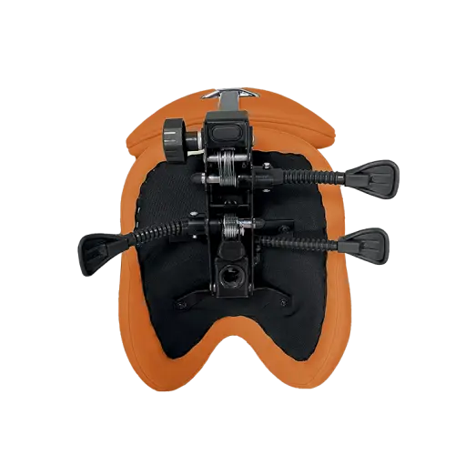 SADDLE 21, pracovní židle sedlová, ekokůže mandarinková